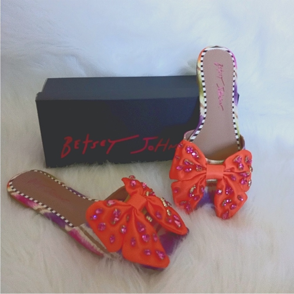 Betsey Johnson Daisyy- R Bow Slide Flat Sandal Women's Size 7.5 M NIB